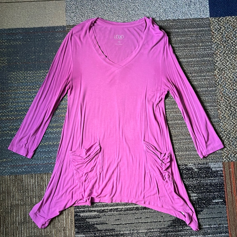 LOGO Lori Goldstein (2) 3/4 sleeve tops with pockets XS